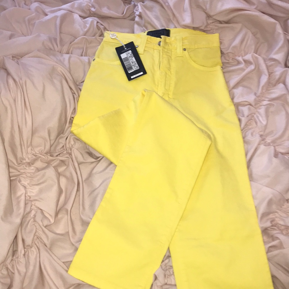 Versace yellow straight leg stretchy jeans